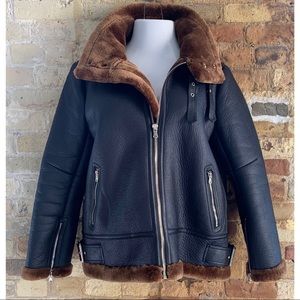 Zara Woman Faux Black Leather Motorcycle Jacket XL